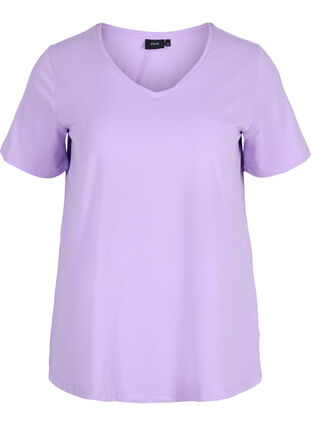 Basis t-shirt med v-hals, Purple Rose, Packshot image number 0