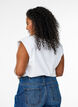 Ærmeløs jerseybluse med skulderpuder, Hvid, Model image number 2