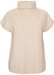 Strikvest med rullekrave og kabelstrik, Beige, Packshot image number 0