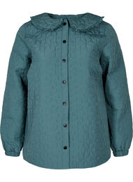 Quiltet jakke med krave og flæsekant, Sagebrush Green