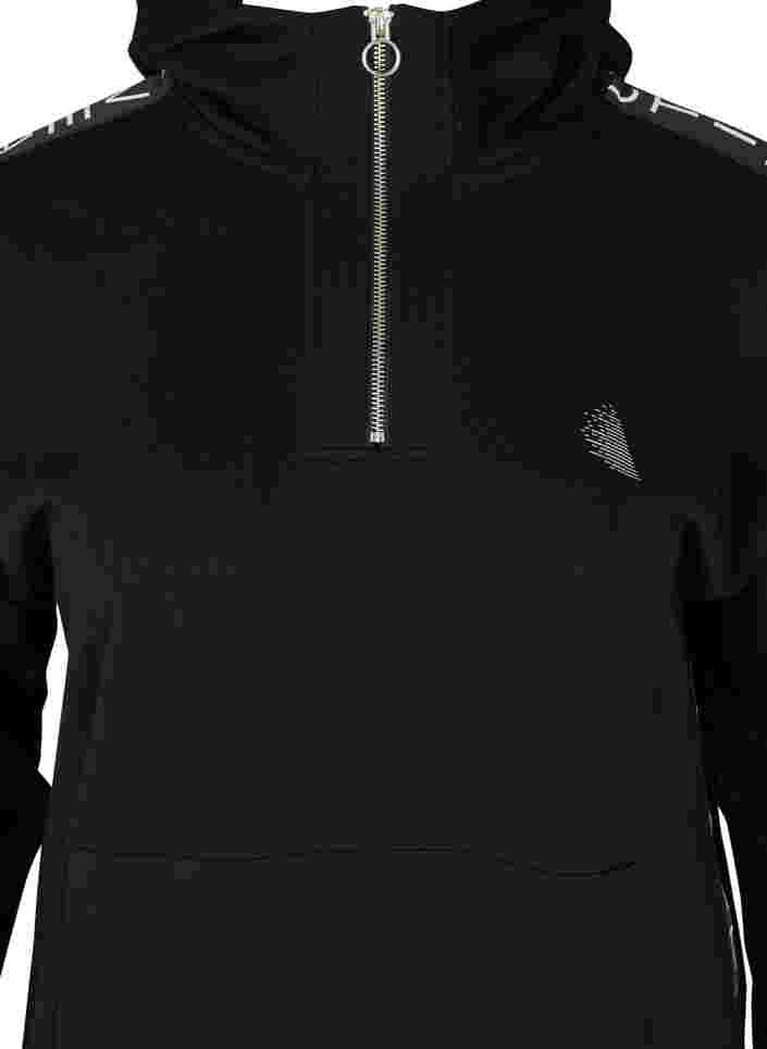 Sweatkjole med hætte og stor lomme, Black, Packshot image number 2
