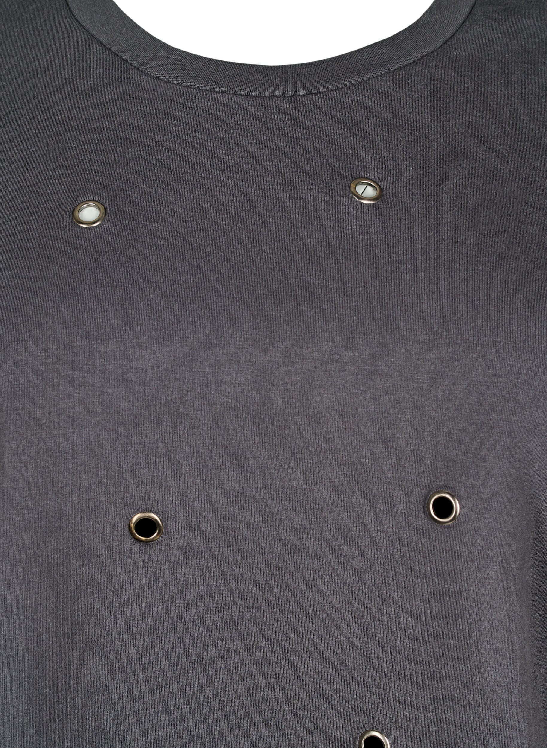 Zizzi Sweat med eyelets, Gr&aring;, Packshot image number 2
