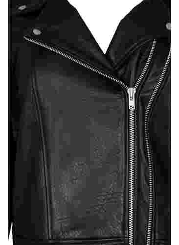 Læderjakke med lynlås, Black, Packshot image number 2