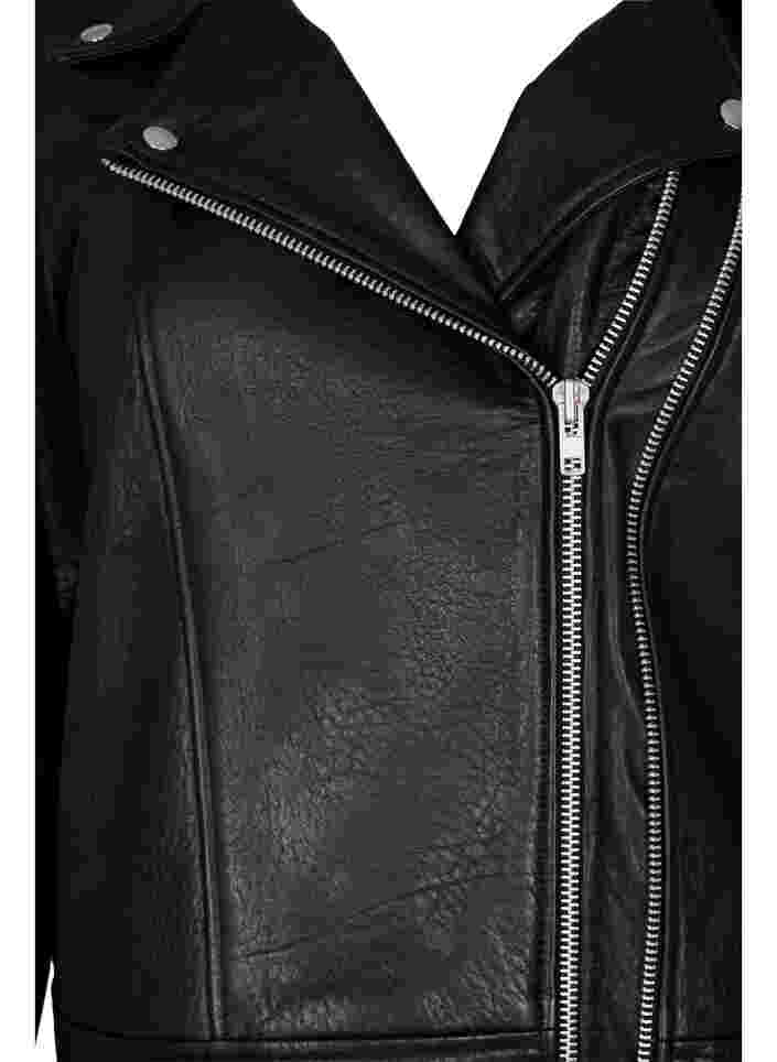 Læderjakke med lynlås, Black, Packshot image number 2