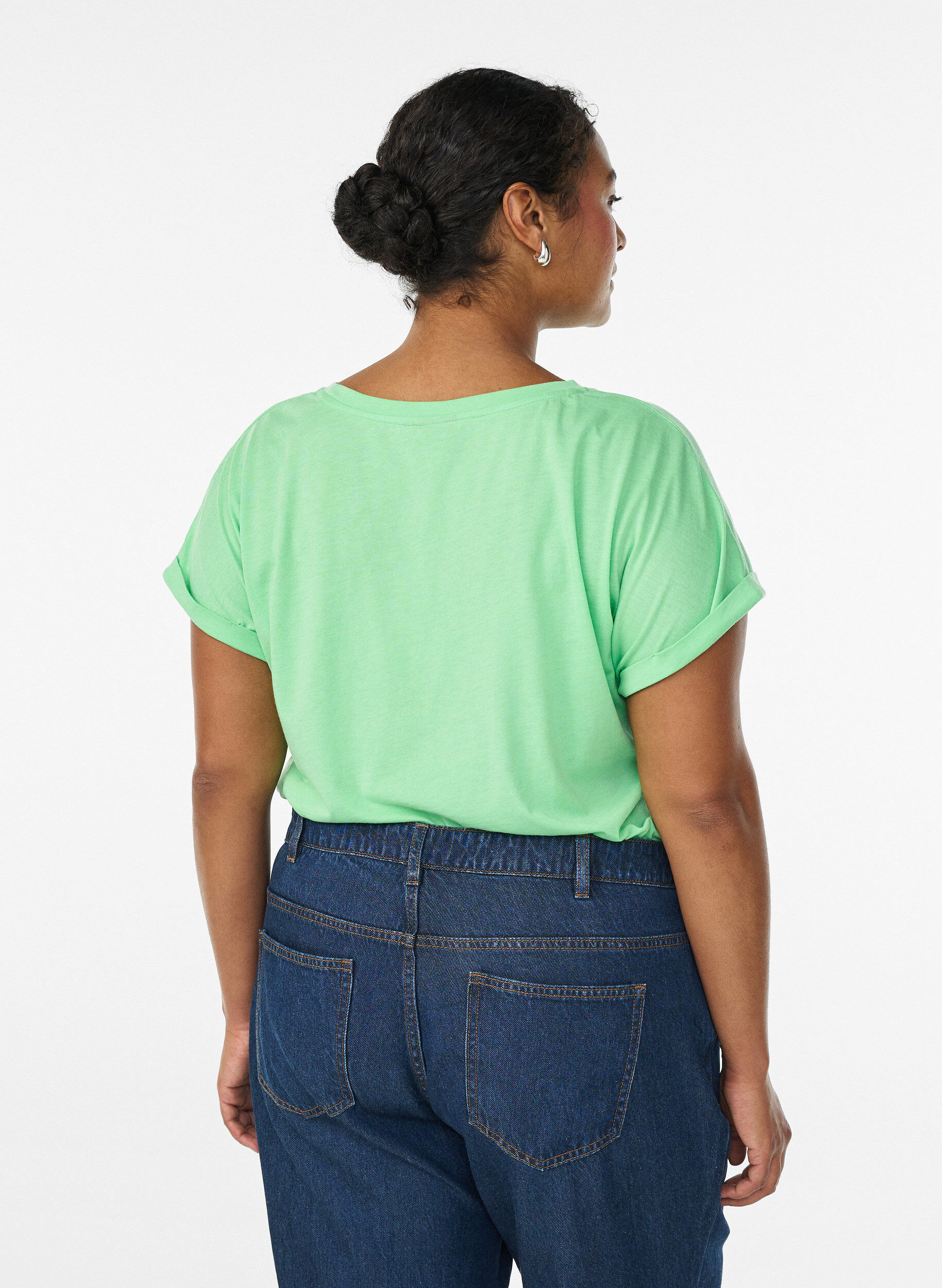 ZizziKort&aelig;rmet t-shirt i bomuldsblanding, Gr&oslash;n, Model image number 2