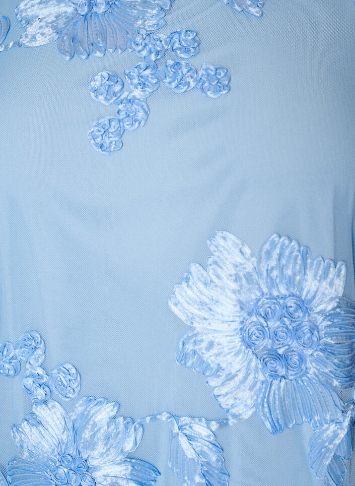 Meshkjole med blomsterapplikationer, Bl&aring;, Packshot image number 2