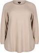 Lang strikbluse med knapdetalje i siden, Simply Taupe Mel., Packshot image number 0