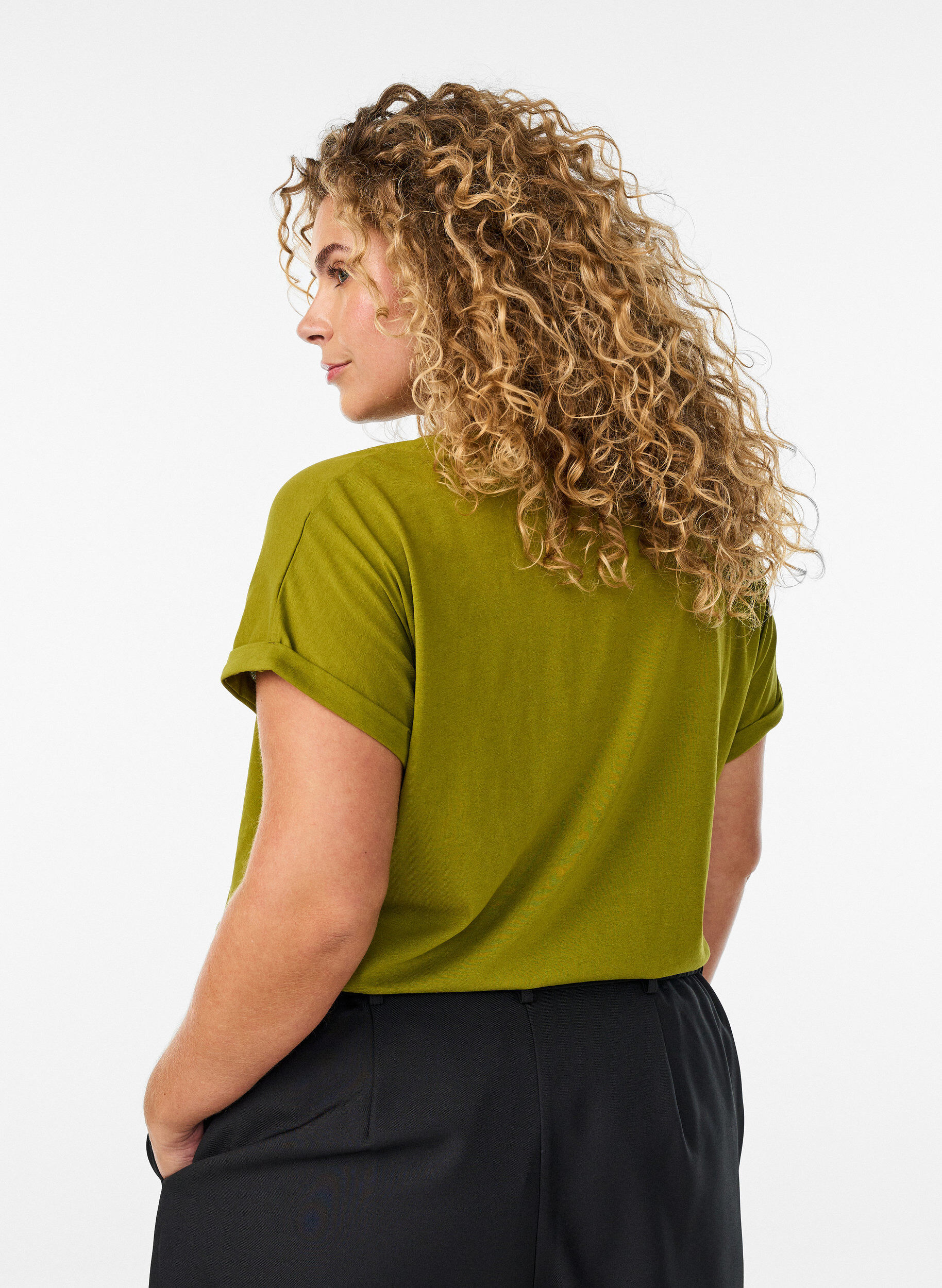 ZizziKort&aelig;rmet t-shirt i bomuldsblanding, Gr&oslash;n, Model image number 2