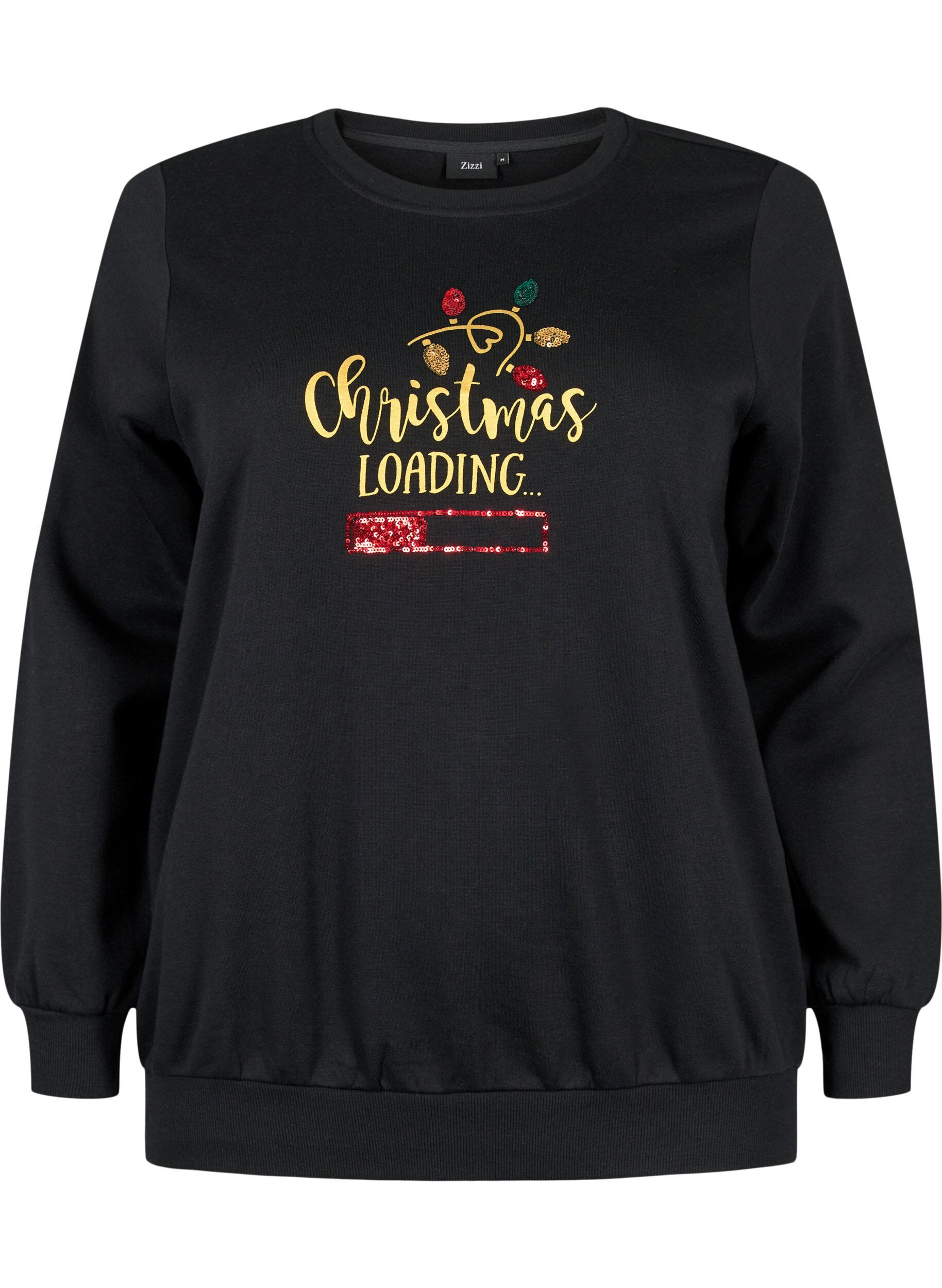 Zizzi Jule sweatshirt, Black LOADING, Packshot image number 0