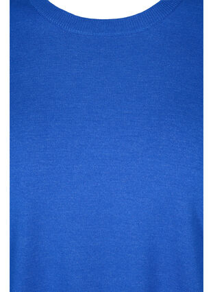 Strikbluse med rib og slids, Dazzling Blue Mel., Packshot image number 2