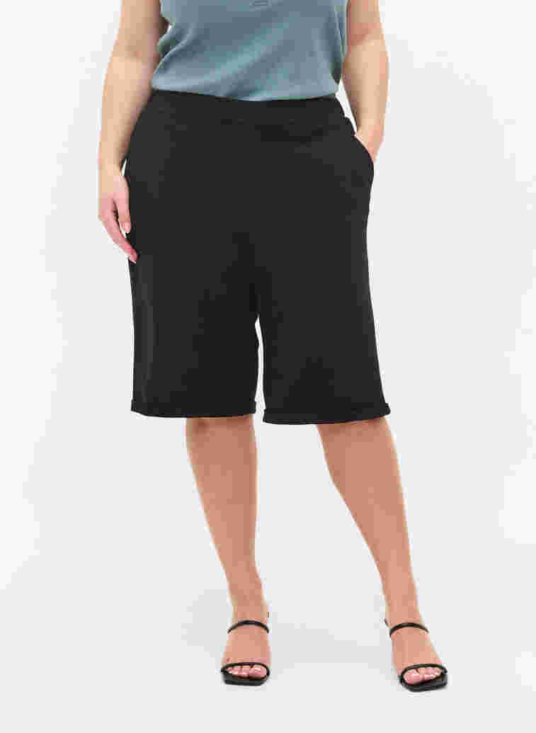 Shorts med elastikkant og lommer, Black, Model image number 2