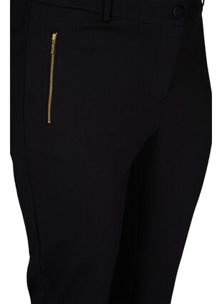 Tætsiddende bukser med lommer og lynlås, Black, Packshot image number 2