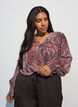 Tunika med paisleyprint og smockmanchetter, Lyser&oslash;d, Model image number 0
