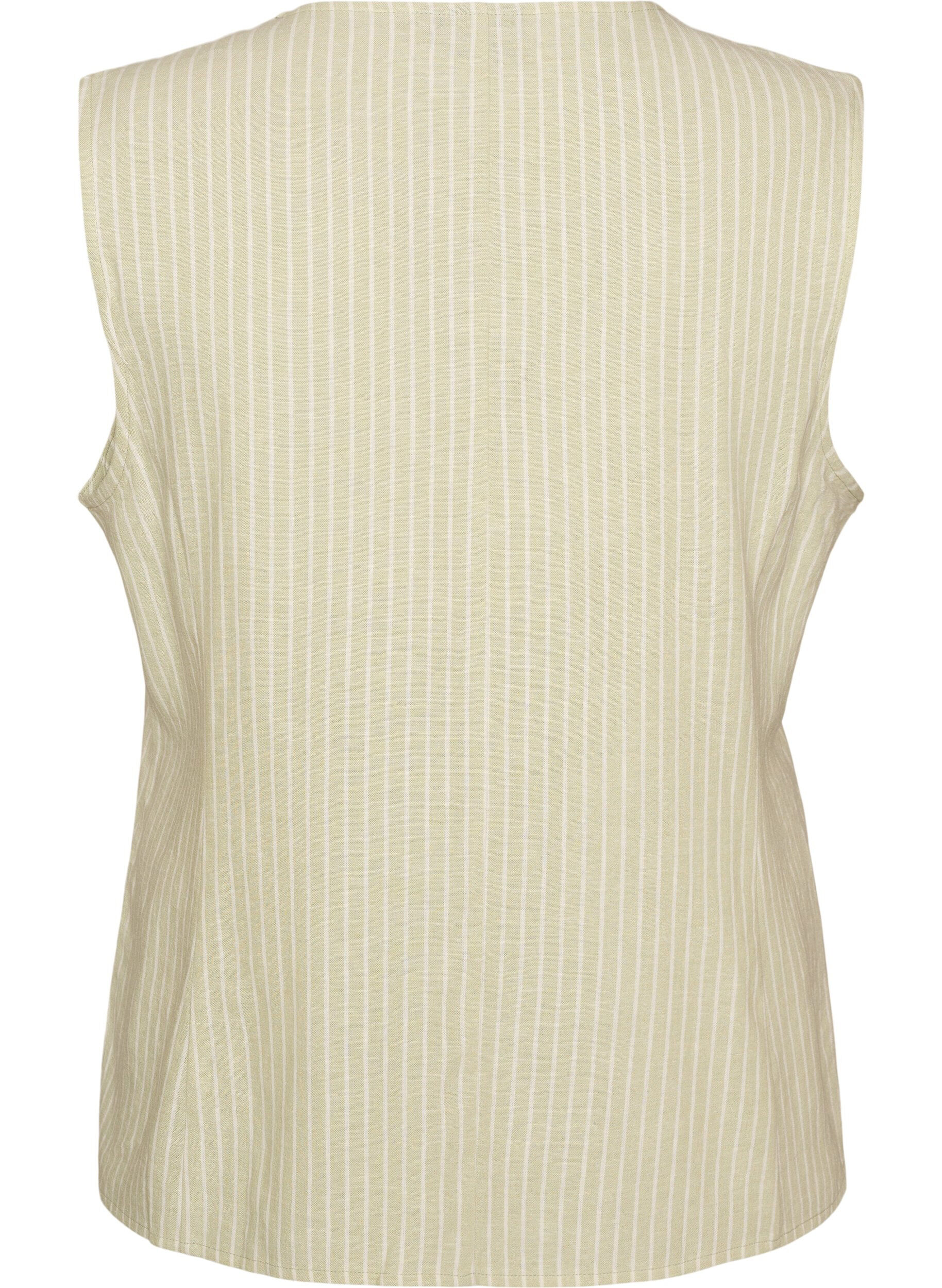 ZizziStribet vest i h&oslash;r og viskose, Gr&oslash;n, Packshot image number 1