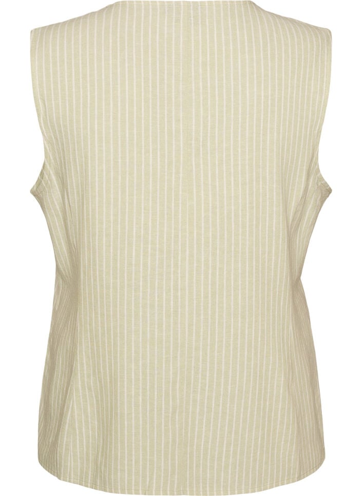 Stribet vest i h&oslash;r og viskose, Gr&oslash;n, Packshot image number 1