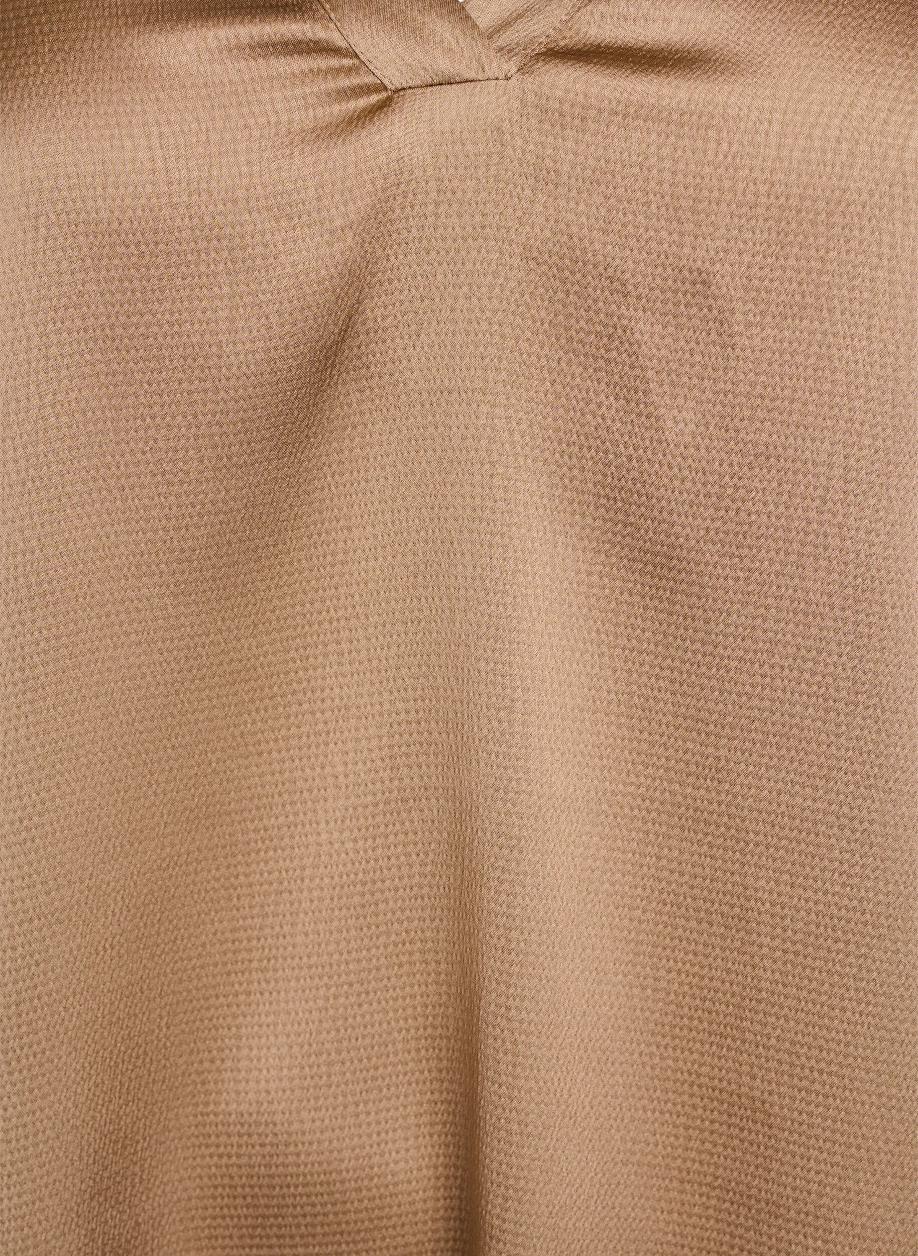 ZizziBluse i satin-look med 1/2 &aelig;rmer og fl&aelig;sekrave, Brun, Packshot image number 2