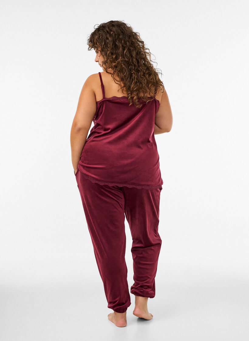 L&oslash;se bukser i velour, R&oslash;d, Model image number 2