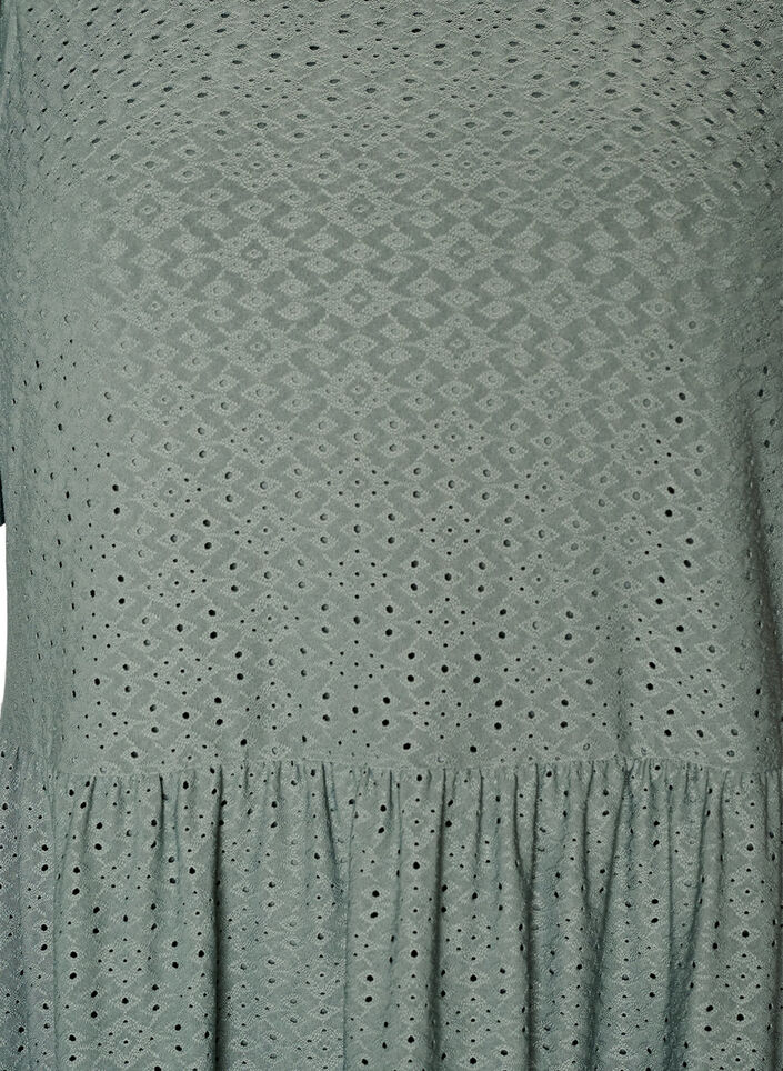 Kort kjole med hulm&oslash;nster og lagdelt sk&oslash;rt, Gr&oslash;n, Packshot image number 2