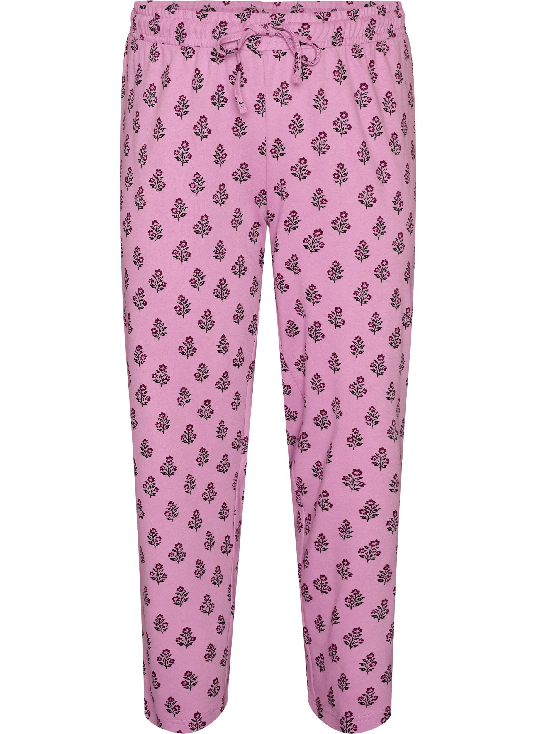 Pyjamasbukser i bomuld med h&oslash;j talje