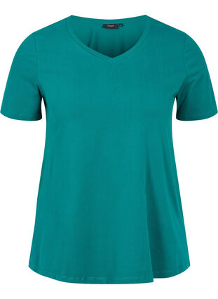 Basis t-shirt med v-hals, Teal Green, Packshot image number 0