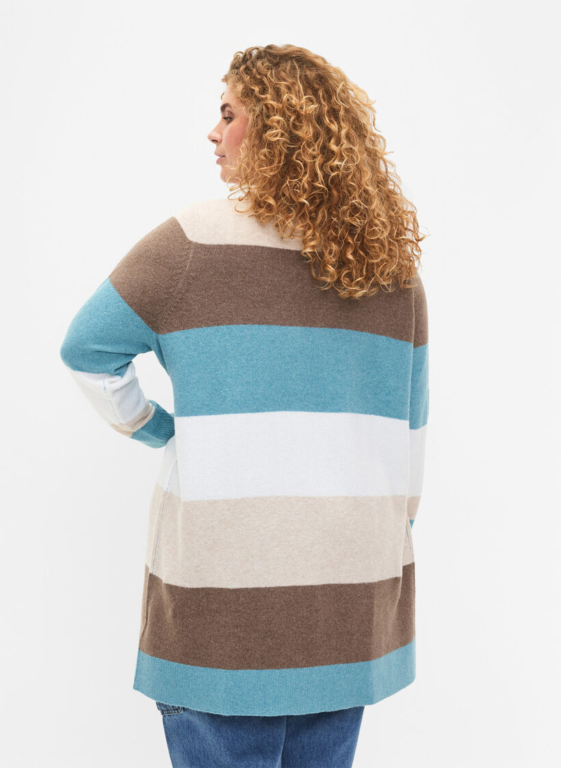 Lang åbenstående cardigan, Reef Waters Mel Comb, Model image number 1