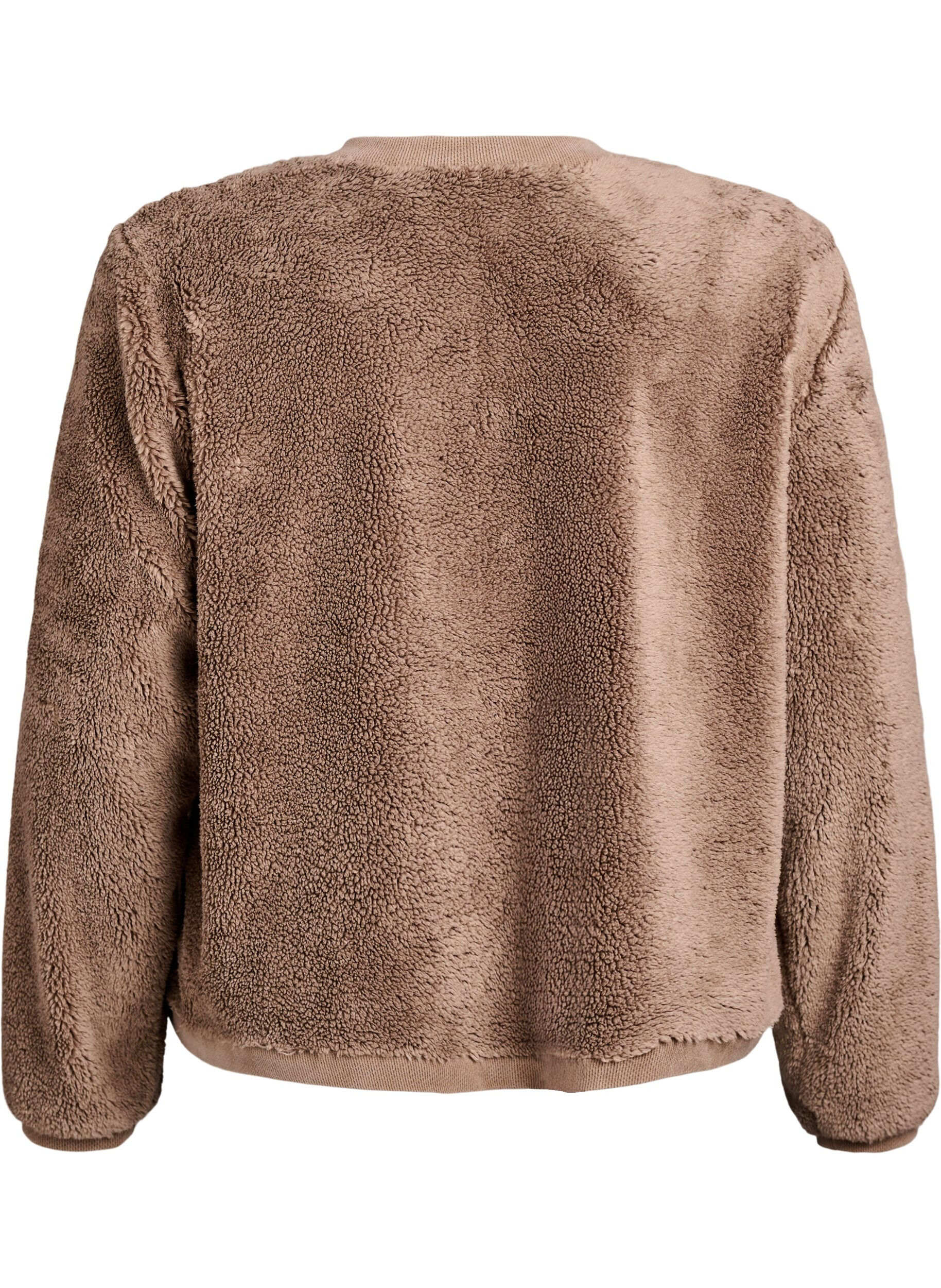 Zizzi Teddycardigan med dekorative knapper, Brun, Packshot image number 1