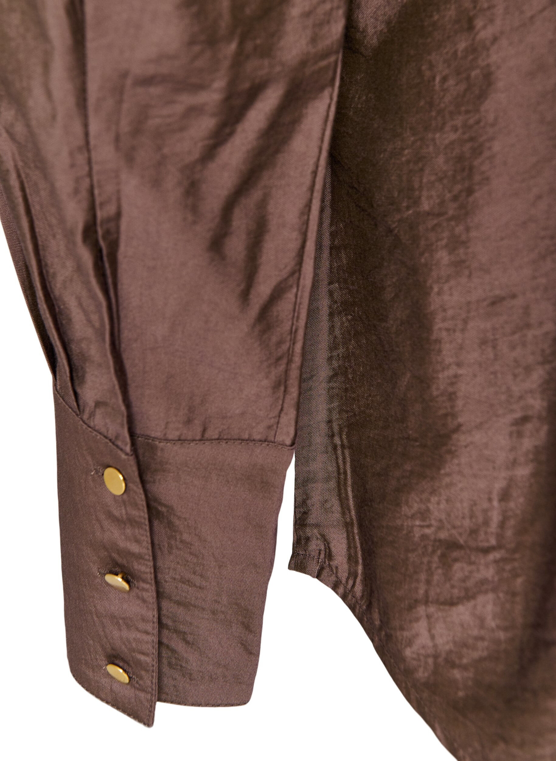 ZizziSkjorte i viskose med gyldne knapper, Brun, Packshot image number 3