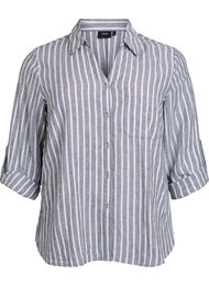 Skjorte i hør og viskose med 3/4-ærmer, Grøn