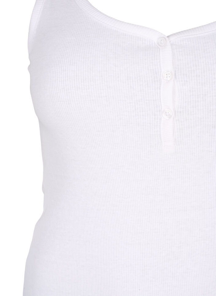 Rib tanktop med knapper, Bright White, Packshot image number 2