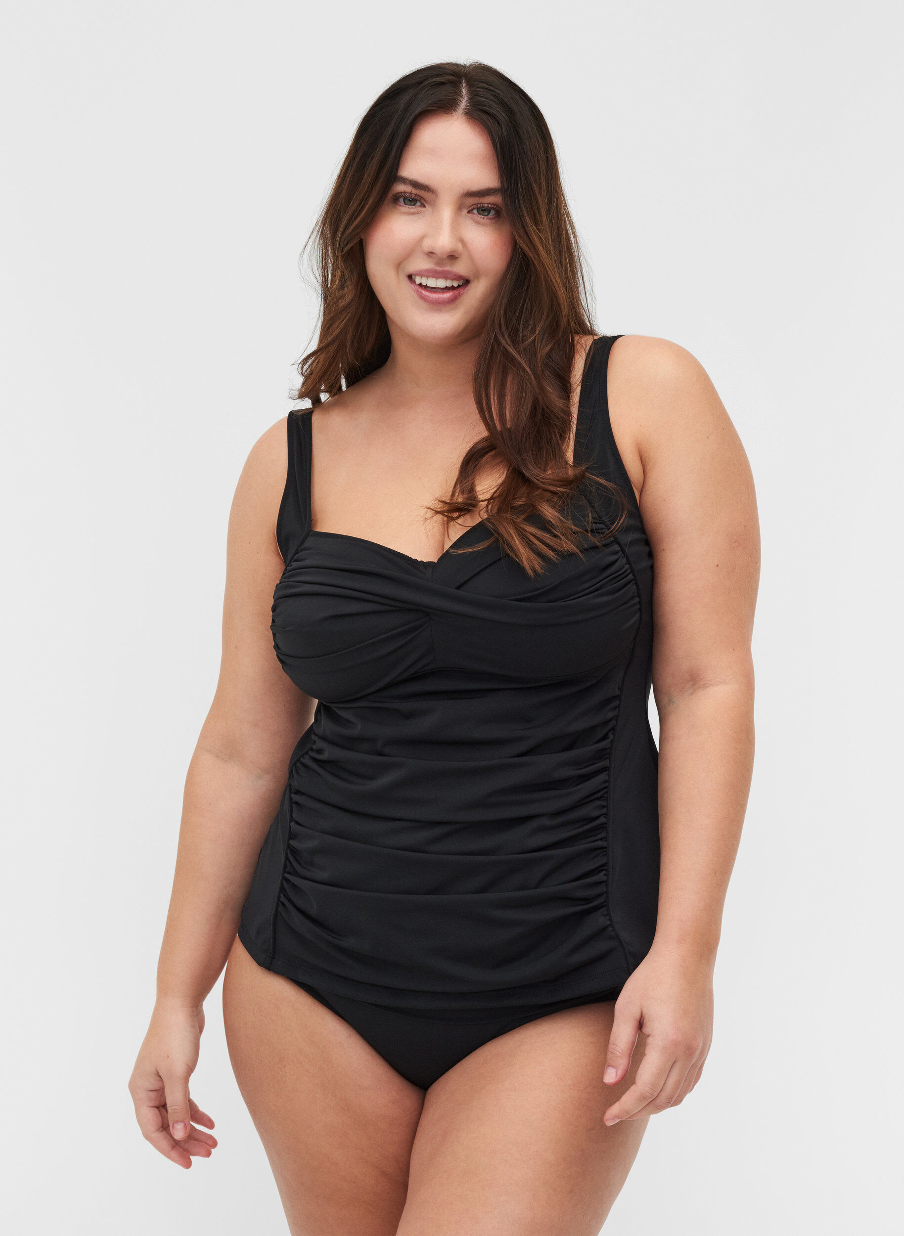 Tankini med draperinger, Sort, Model