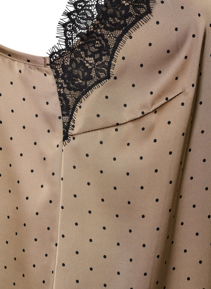 Stroptop med blonder og asymmetrisk kant, Beige, Packshot image number 3