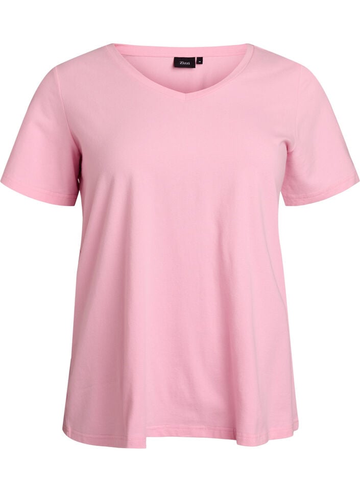 Ensfarvet basis t-shirt i bomuld, Lyser&oslash;d, Packshot image number 0