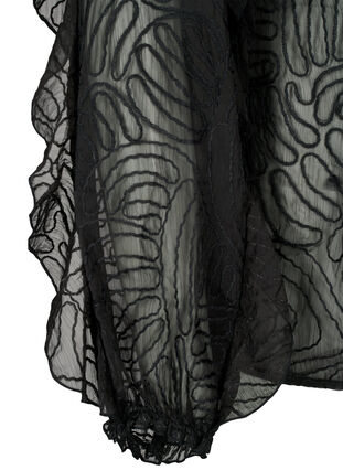 Flæsebluse i chiffon med struktur, Black, Packshot image number 3