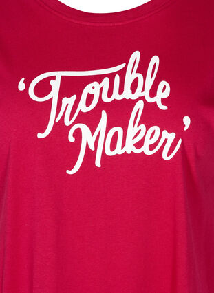 Kortærmet bomulds t-shirt med print, Cerise w. Trouble , Packshot image number 2