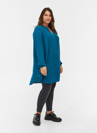 Viskose tunika med perler, Moroccan Blue, Model image number 3