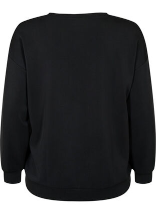 Sweatshirt i modal-mix med tekstprint, Black, Packshot image number 1