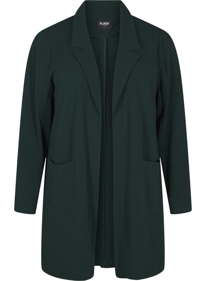 Lang blazer med lommer, Gr&oslash;n, Packshot image number 0