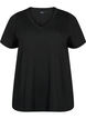 Kort&aelig;rmet t-shirt med v-udsk&aelig;ring, Sort, Packshot image number 0