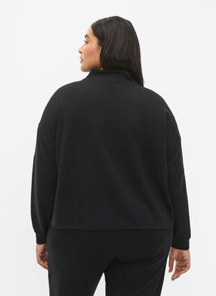 Sweatshirt i modalmix med høj hals, Black, Model image number 1