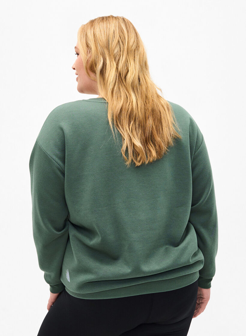Sweatshirt med frontmotiv, Gr&oslash;n, Model image number 2