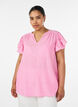Bluse i viskose og h&oslash;r med fl&aelig;se&aelig;rmer, Lyser&oslash;d, Model image number 0