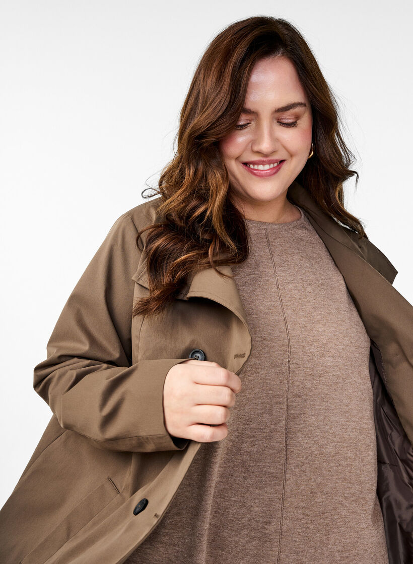 Vandafvisende forårsjakke med a-snit, Brun, Image image number 0