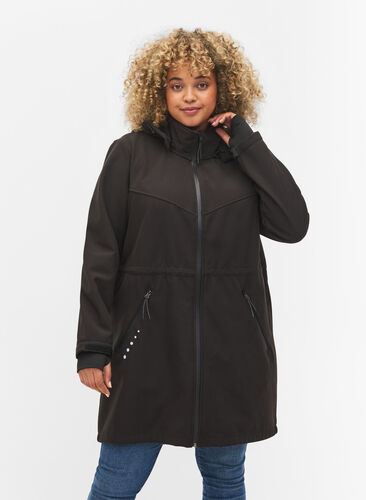 Softshell jakke med tilhørende fleecevest, Black Solid, Model image number 0