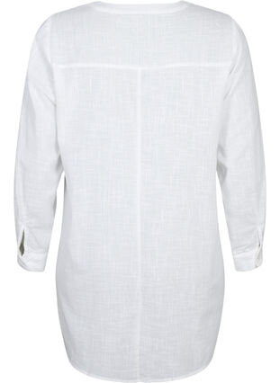 Tunika i bomuld med 3/4 ærmer, Bright White, Packshot image number 1