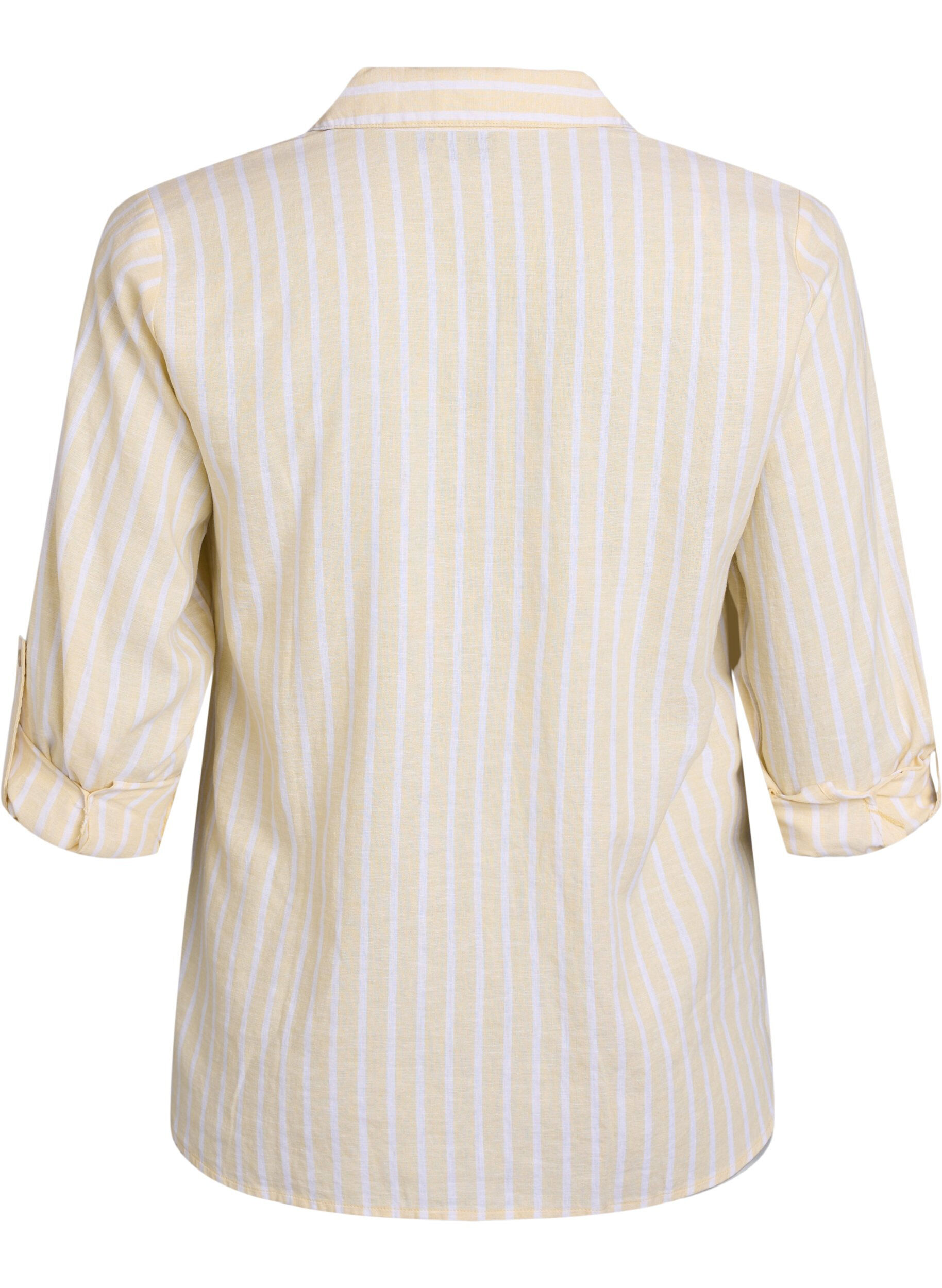 ZizziSkjorte i h&oslash;r og viskose med 3/4-&aelig;rmer, Beige, Packshot image number 1