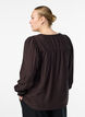 Viskosebluse med smock og rynkedetaljer, Brun, Model image number 2