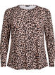 Lang&aelig;rmet bluse med leopardprint, Brun, Packshot image number 0