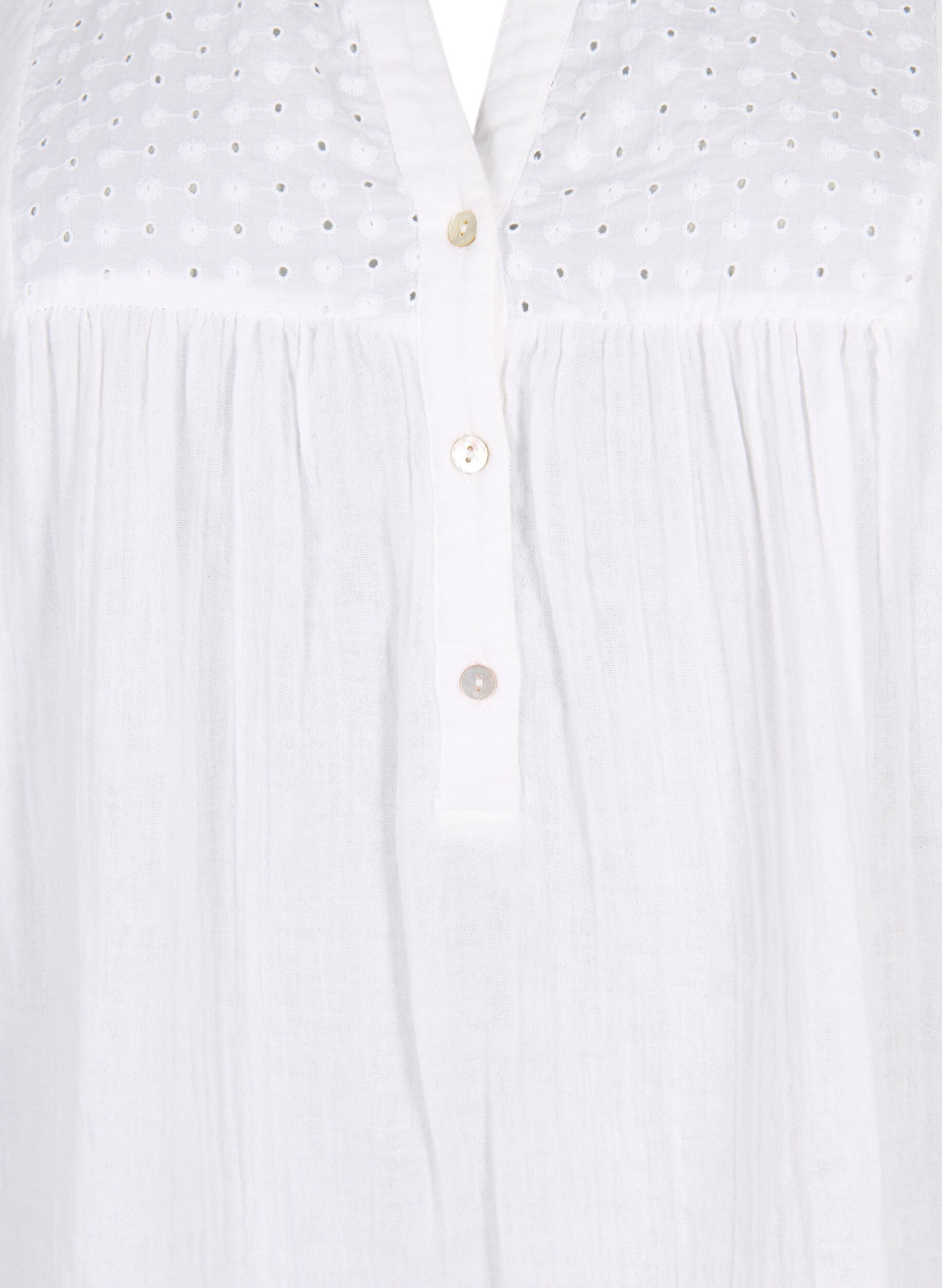 Zizzi Tunika i bomuld med broderi anglaise, Bright White, Packshot image number 2
