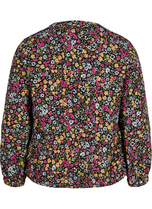 Kort jakke med lommer og blomsterprint, Black Ditzy Flower, Packshot image number 1