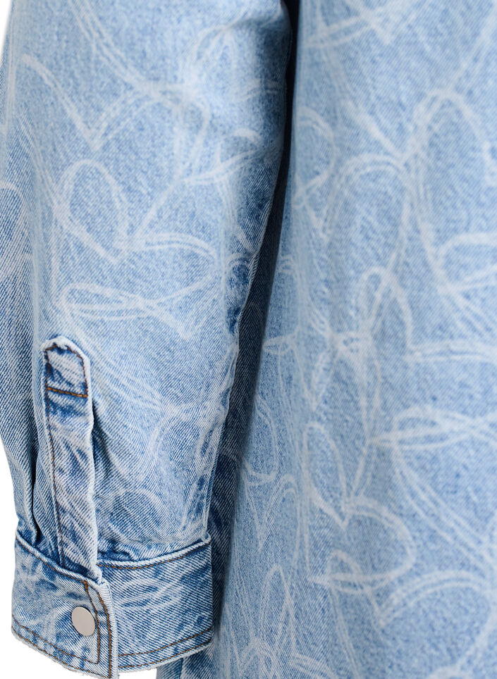 Denimkjole med hjerte mønster , Blå, Packshot image number 3